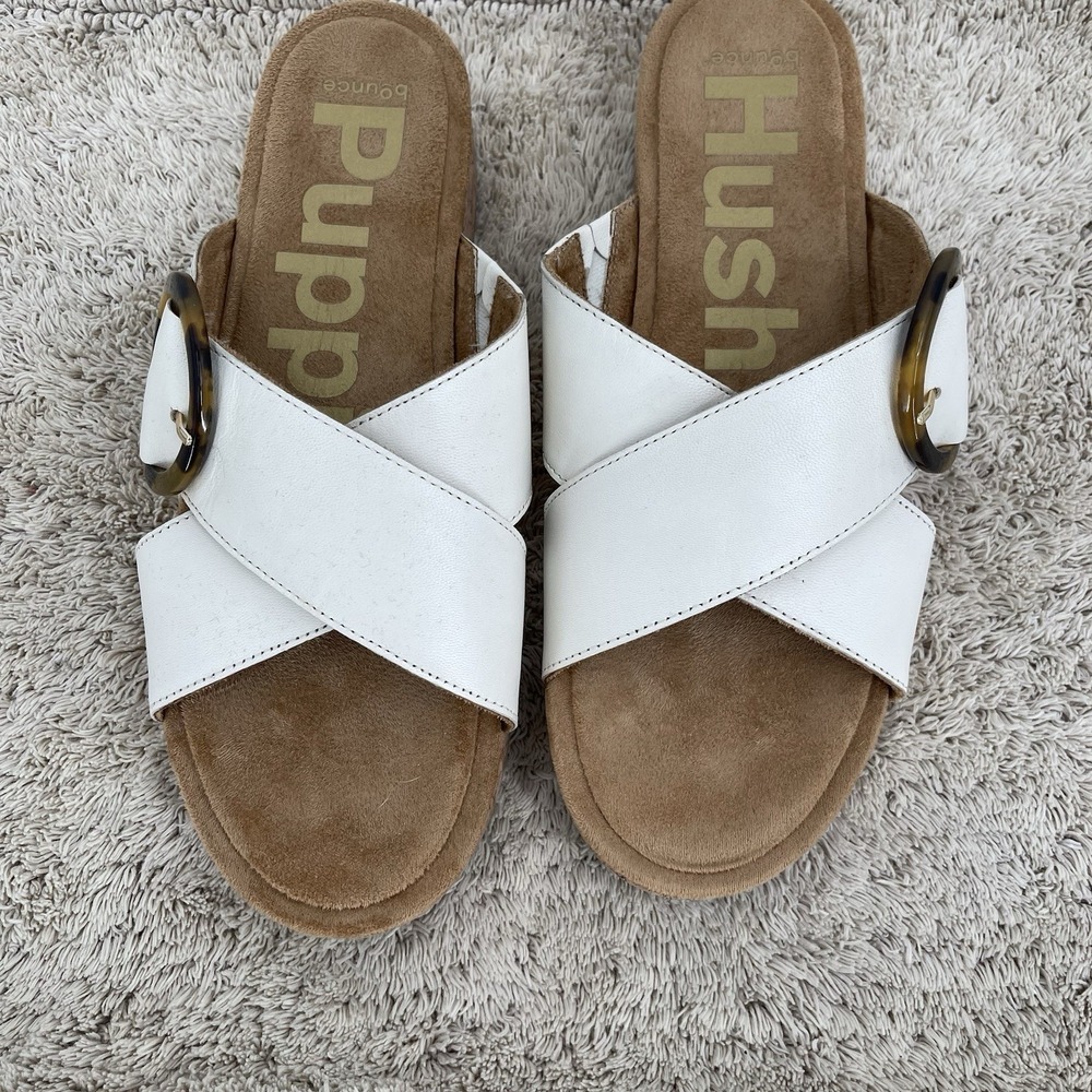 Hush Puppies Women's June Platform Sandal Cream Leather Size 10